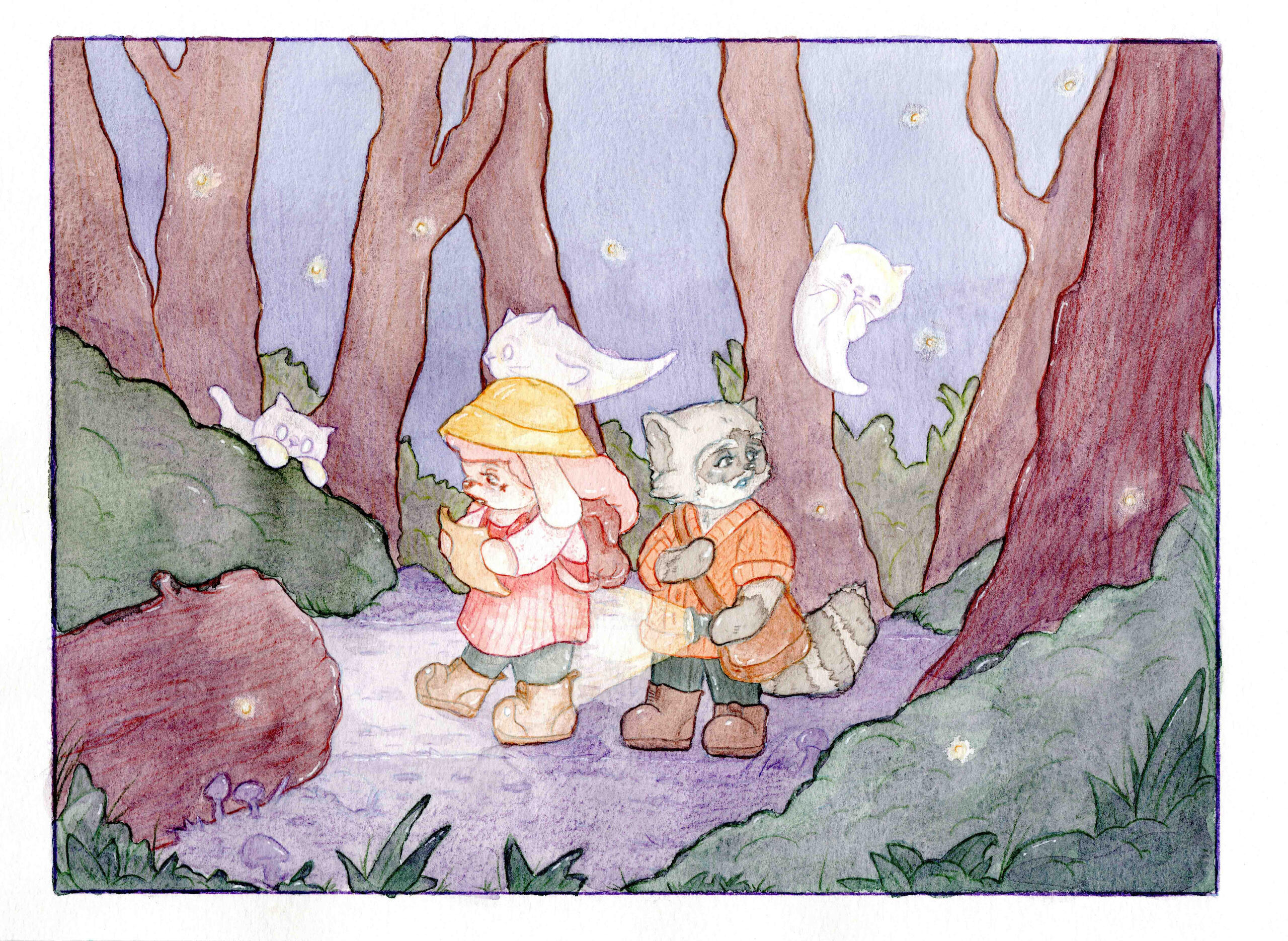 Illustration gift for a friend. Watercolor and colored pencil.