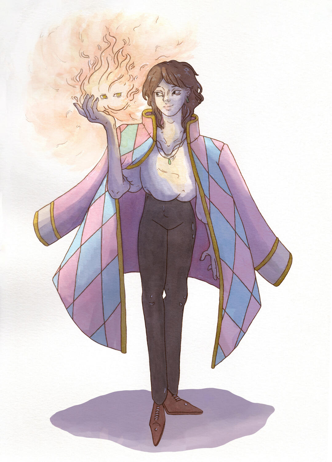 Fan art of Howl from Howl Moving Castle. Watercolor, traditional line art and digital painting.