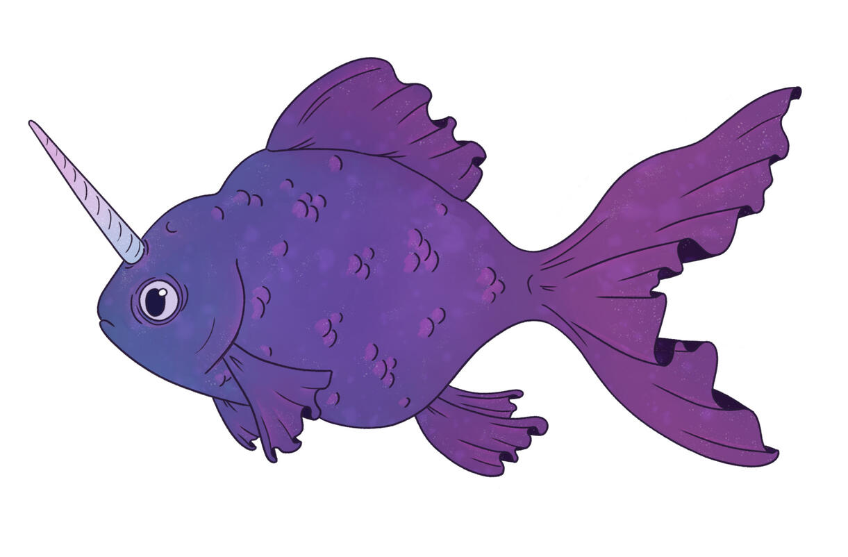 Horned fish. Digital painting.