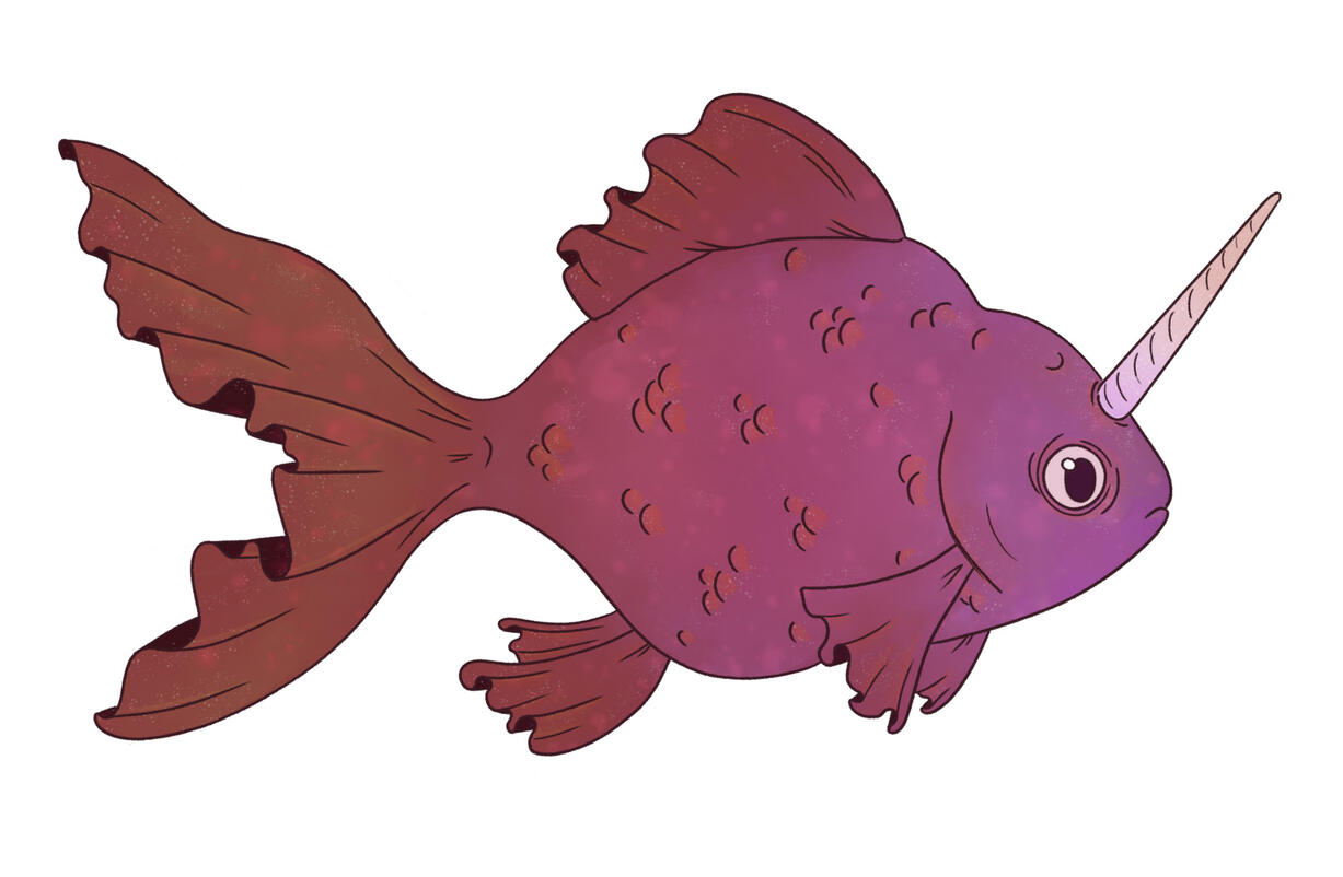 Horned fish. Digital painting.